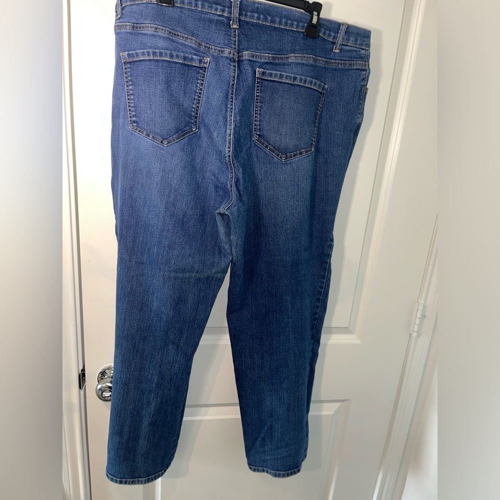 Gloria Vanderbilt Stretch Slimming Logo Denim Cutoff Casual Blue Capri Sz 20W - Picture 2 of 14